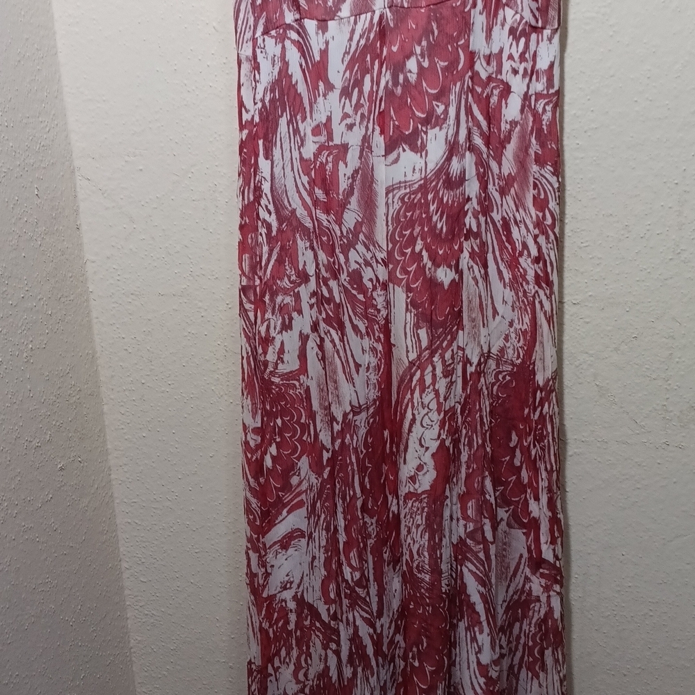 Autograph Burgundy and White Maxi Dress - Picture 6 of 9